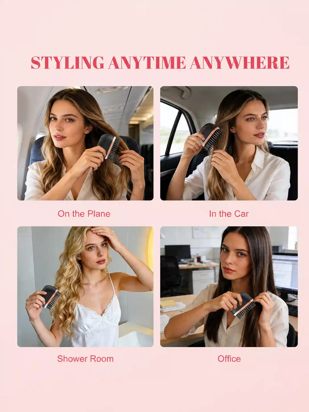 Wireless Portable Hair Straightener Comb | Rechargeable Mini Straightening Brush with 3 Heat Levels